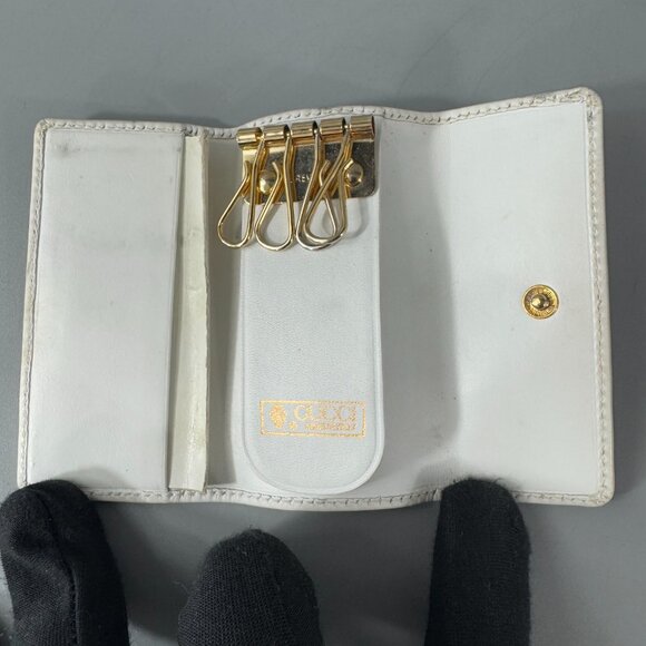 Authentic Vintage Gucci Mico GG White Canvas 4-Key Case - Picture 7 of 15